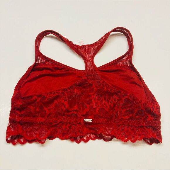 Victoria's Secret Pink Lace Bralette Bra Racerback Unlined Size Small Red - Picture 6 of 10